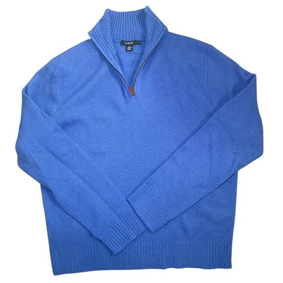 J. Crew 100% Lambswool Blue Quarter Zip Sweater in Large - Picture 1 of 4